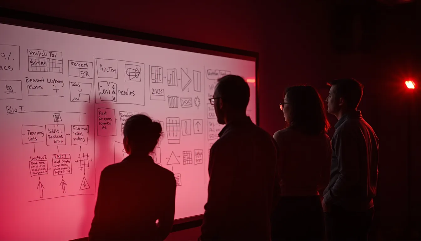 A small team working at a whiteboard