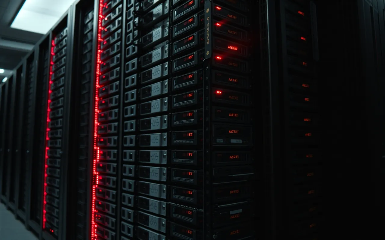 A full rack of storage drives