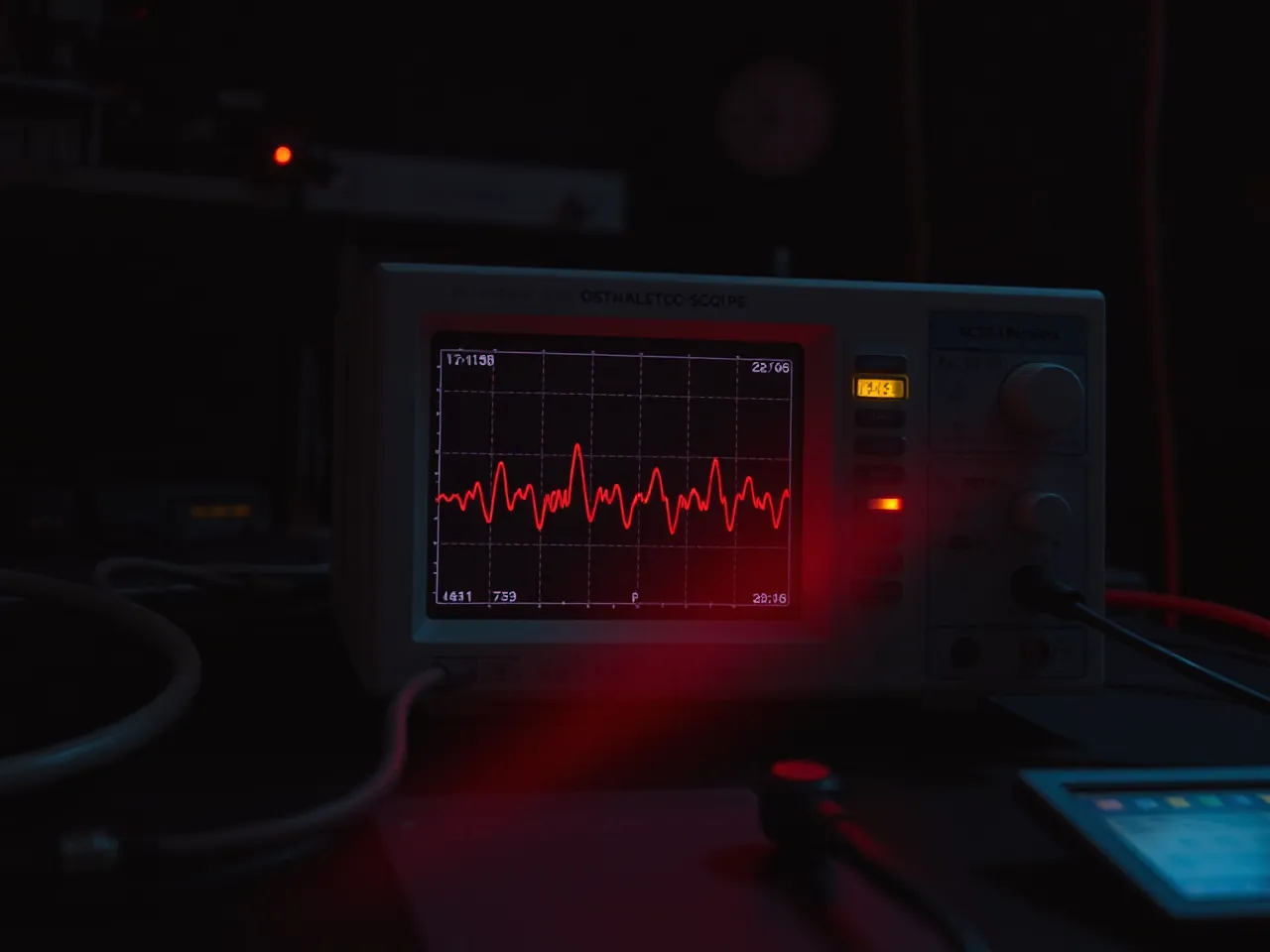An oscilloscope tracing a signal