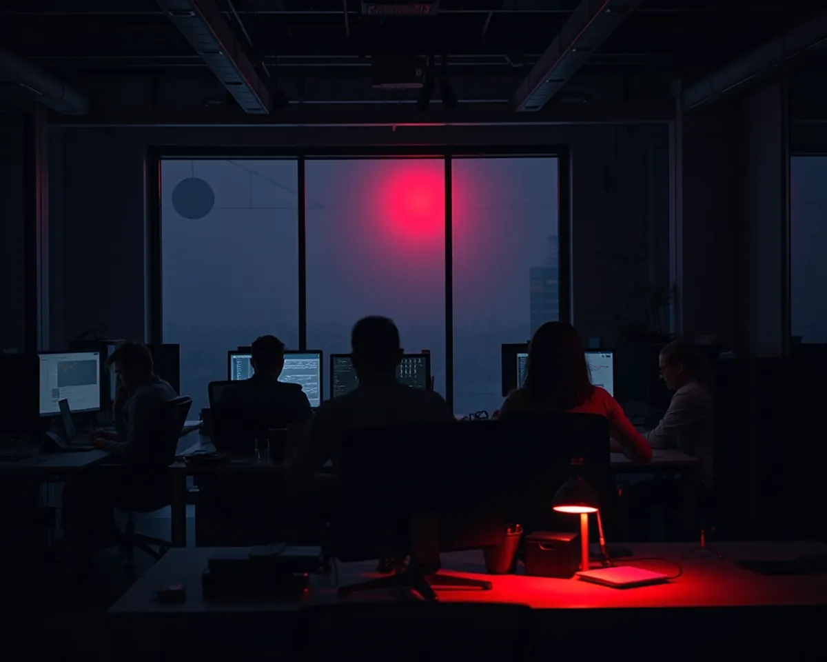 A team working late in a studio