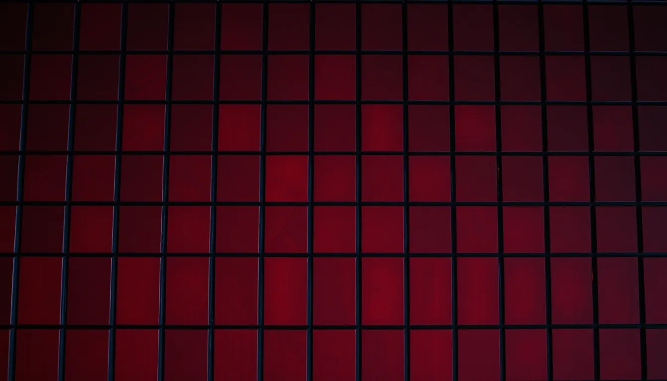 A grid of red and dark tiles