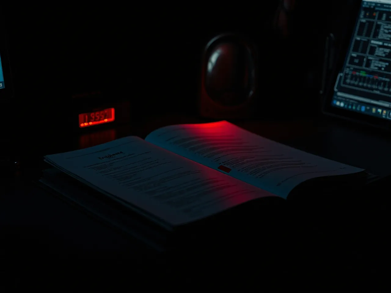 A binder of manuals with one marked page