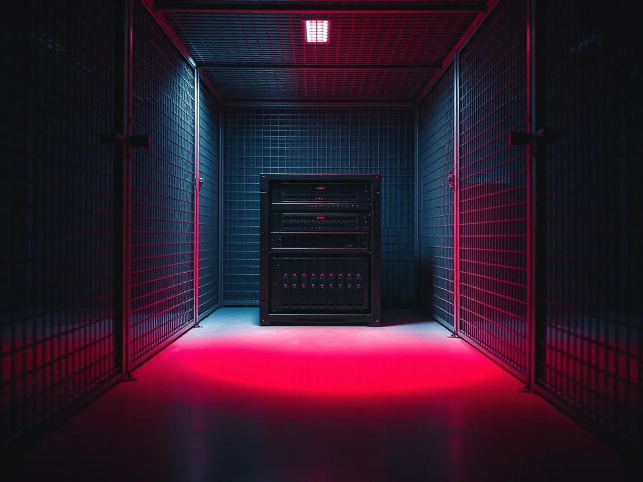 A rack appliance in a locked cage